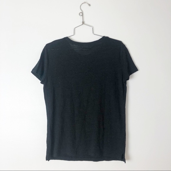 Madewell black linen T-shirt with decoration SZ M - Picture 2 of 7